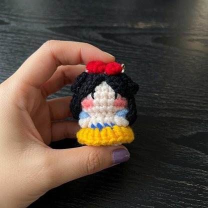 Long Blonde Hair Princess Crochet Keychain, Cartoon Amigurumi Doll, Golden Hair Fantasy Princess, Tower Girl, Gift for Her, Bag Charm