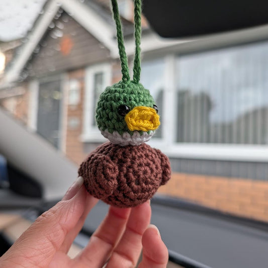 Rubber Duck Car Charm | Crochet Duck Rearview Mirror Accessories