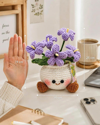 Crochet Flower Pot | Handmade Amigurumi Plant Decor | Cute Desk Decor Gift | Crochet Flower Arrangement | Gift for Her
