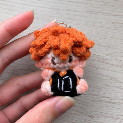 Chibi Anime Volleyball Team Crochet Keychain Set – Bag Charm, Handmade Amigurumi Gift