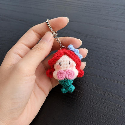 Long Blonde Hair Princess Crochet Keychain, Cartoon Amigurumi Doll, Golden Hair Fantasy Princess, Tower Girl, Gift for Her, Bag Charm