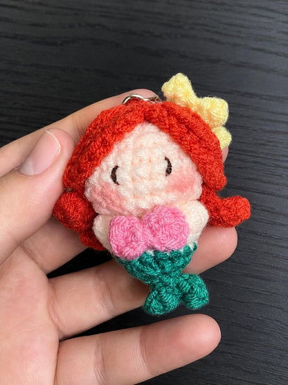 Long Blonde Hair Princess Crochet Keychain, Cartoon Amigurumi Doll, Golden Hair Fantasy Princess, Tower Girl, Gift for Her, Bag Charm