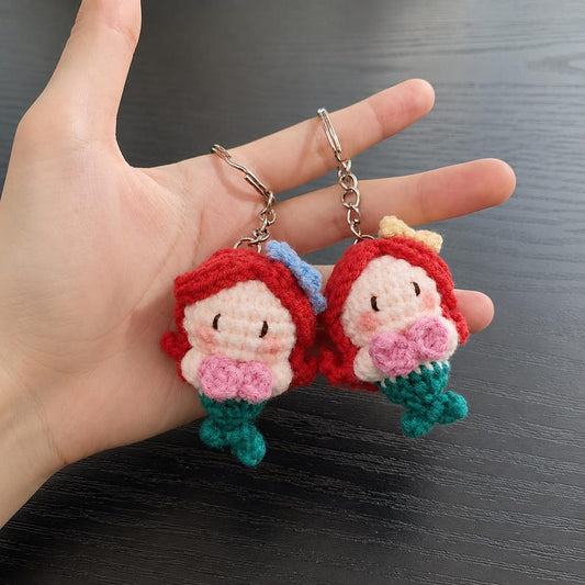 Mermaid Crochet Keychain | Cartoon Amigurumi Doll, Bag Charm, Princess Style Gift for Her