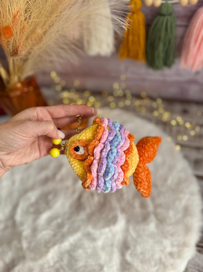 Bright Summer Fish Coin Purse, Crochet Fish Wallet, Beach Vacation Gift, Colorful Ocean Coin Pouch, Handmade Bag Charm, Coastal Accessory