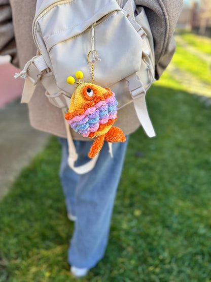 Bright Summer Fish Coin Purse, Crochet Fish Wallet, Beach Vacation Gift, Colorful Ocean Coin Pouch, Handmade Bag Charm, Coastal Accessory