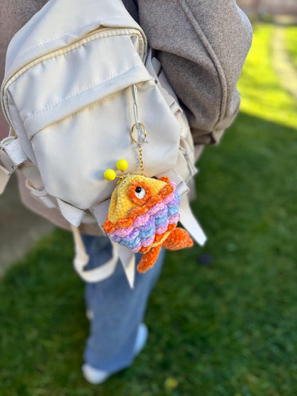 Bright Summer Fish Coin Purse, Crochet Fish Wallet, Beach Vacation Gift, Colorful Ocean Coin Pouch, Handmade Bag Charm, Coastal Accessory