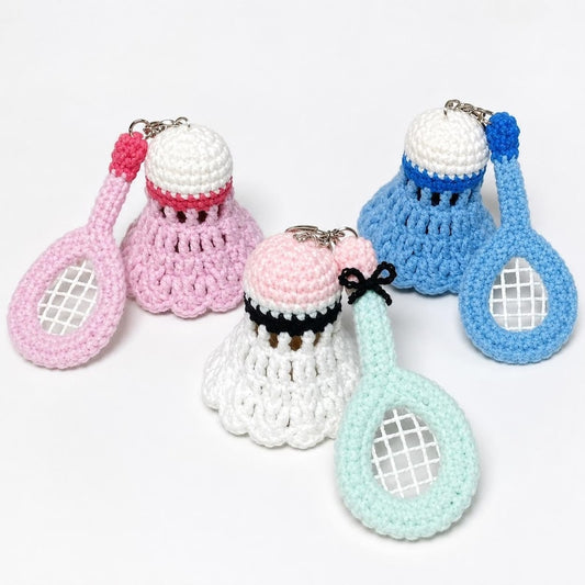 Crochet Badminton Keychain, Badminton Racquet Shuttlecock Pushie Sport Amigurumi, Badminton Team Gifts For Badminton Players
