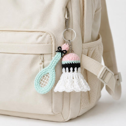 Crochet Badminton Keychain, Badminton Racquet Shuttlecock Pushie Sport Amigurumi, Badminton Team Gifts For Badminton Players