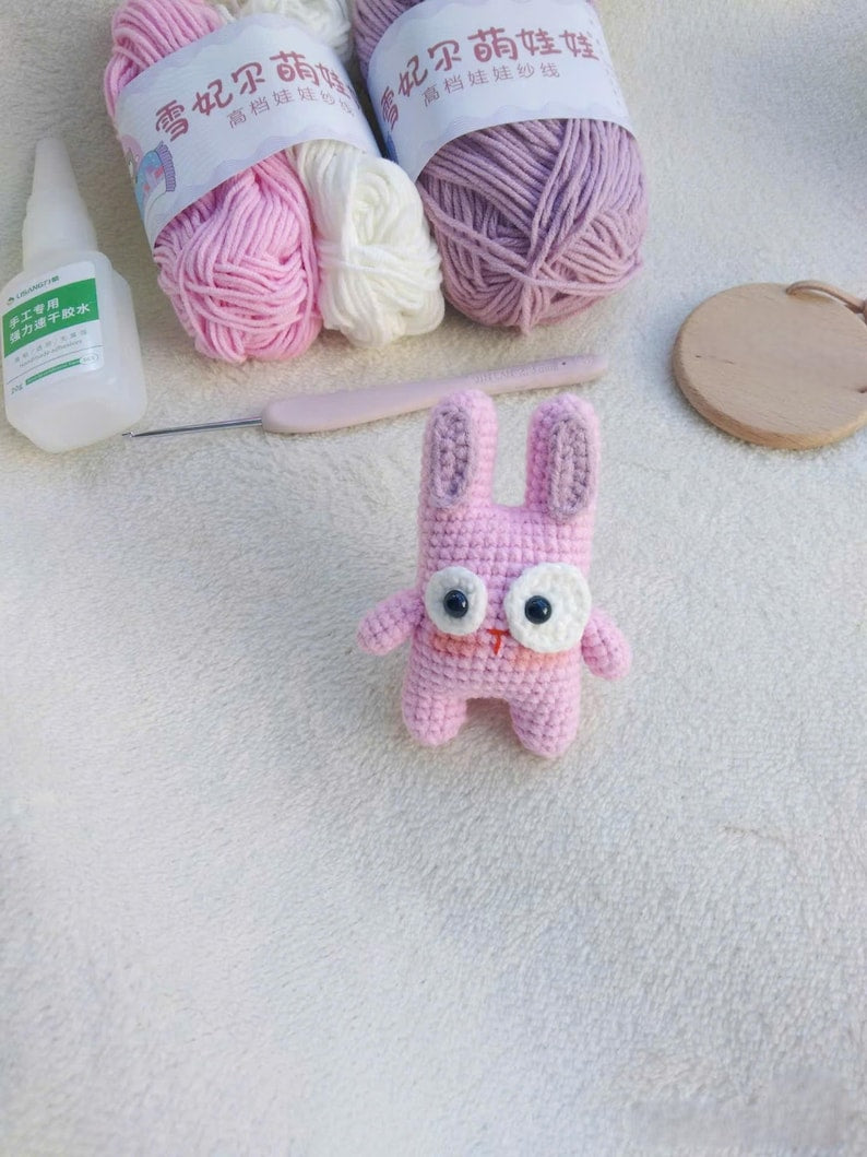 Misty Rabbit Crochet Keychain, Cute Bunny Amigurumi Charm, Handmade Kawaii Rabbit Plush, Backpack Bag Charm, Gift for Bunny Lovers