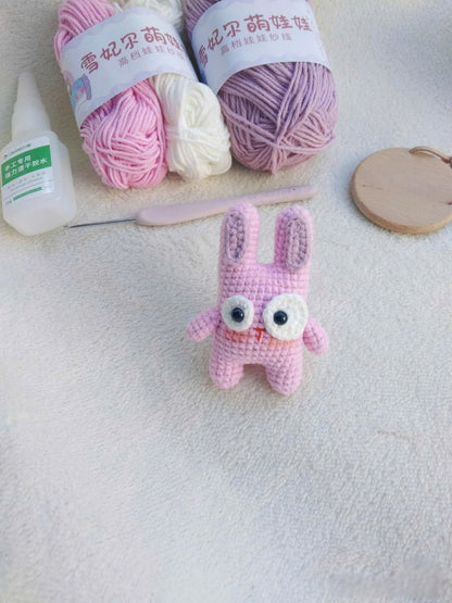 Misty Rabbit Crochet Keychain, Cute Bunny Amigurumi Charm, Handmade Kawaii Rabbit Plush, Backpack Bag Charm, Gift for Bunny Lovers