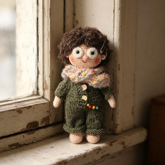 Hand Knit Girl Figurine Wool Crochet Plaything Desktop Embellishment Unique Character Statue Nuptial Gathering Christmas Holiday Trinkets