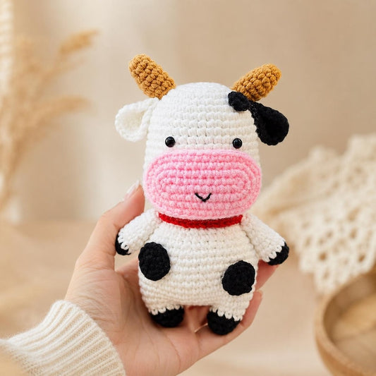 Handmade Crochet Cow | Cute Amigurumi Plush | Cow Lover Gift | Car and Room Decor