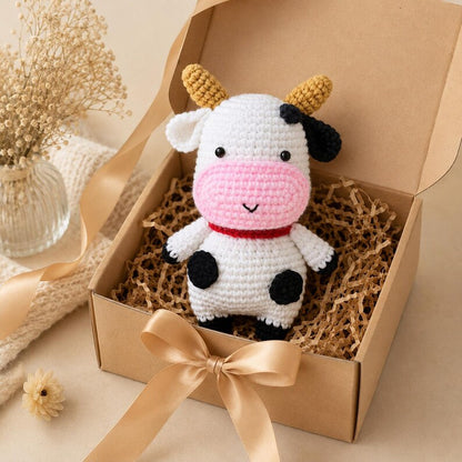 Handmade Crochet Cow | Cute Amigurumi Plush | Cow Lover Gift | Car and Room Decor