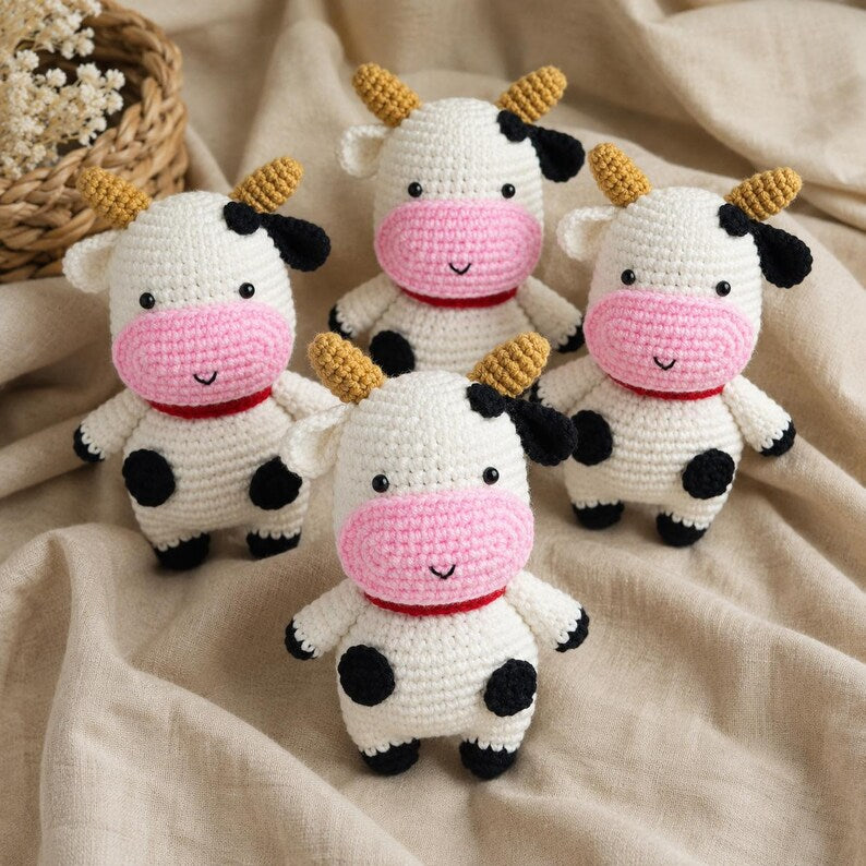 Handmade Crochet Cow | Cute Amigurumi Plush | Cow Lover Gift | Car and Room Decor