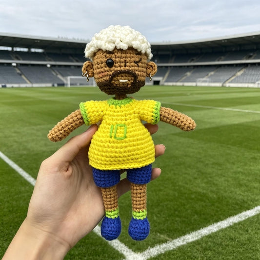 Hand Knit Messi Sculpture Soccer Enthusiast Curios Desktop Embellishment Vintage Keepsakes Birthday Tokens Christmas Holiday Trinkets