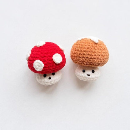 Handmade Crochet Amigurumi Mini Chunky Keychain, Crochet Mushroom Stuffed Plush Plushie, Desk Pet, Stress Ball