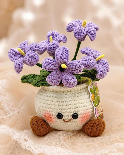 Crochet Flower Pot | Handmade Amigurumi Plant Decor | Cute Desk Decor Gift | Crochet Flower Arrangement | Gift for Her