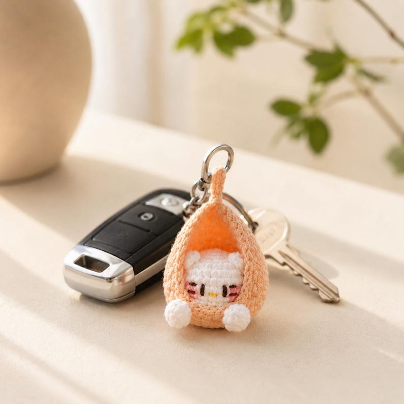 Amigurumi Baby Pod Charm | Crochet Car Hanging Ornament | Cute Handmade Bag Charm | Kawaii Gift for Her