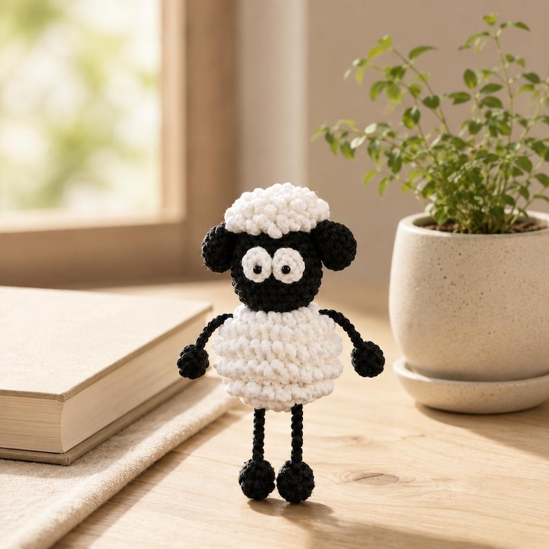 Crochet Black Sheep Charm | Amigurumi Car Mirror Hanger | Cute Handmade Bag Charm | Sheep Gift for Her
