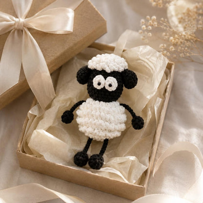 Crochet Black Sheep Charm | Amigurumi Car Mirror Hanger | Cute Handmade Bag Charm | Sheep Gift for Her