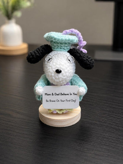 Custom Message Positive Crochet Plush | Back to School Motivational Gift from Parents, Encouraging Student Keychain