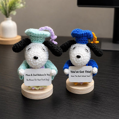 Custom Message Positive Crochet Plush | Back to School Motivational Gift from Parents, Encouraging Student Keychain