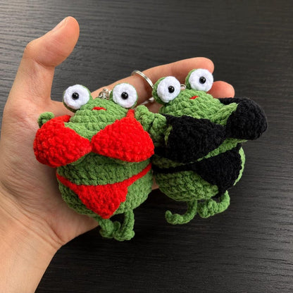 Funny Bikini Frog Crochet Keychain | Handmade Chubby Frog Bag Charm, Funny Gift for Girlfriend, Gift for Her, Frog Lover Gift