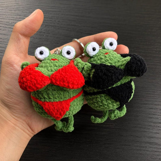 Funny Bikini Frog Crochet Keychain | Handmade Chubby Frog Bag Charm, Funny Gift for Girlfriend, Gift for Her, Frog Lover Gift