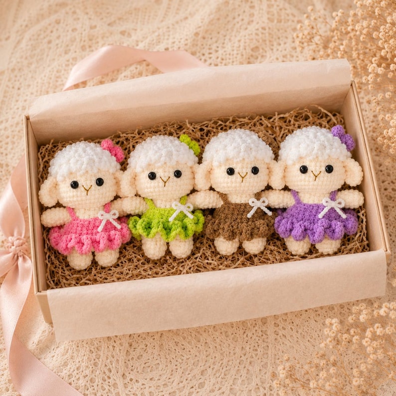 Crochet Lamb Plush, Amigurumi Sheep Doll, Kawaii Desk Pet, Cute Farm Animal Toy, Handmade Desk Decor, Teen Girl Gift, Sweet Pastel Plushie