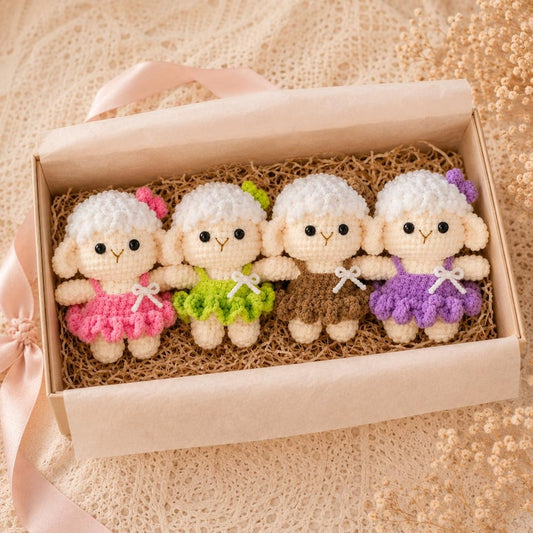 Crochet Lamb Plush, Amigurumi Sheep Doll, Kawaii Desk Pet, Cute Farm Animal Toy, Handmade Desk Decor, Teen Girl Gift, Sweet Pastel Plushie