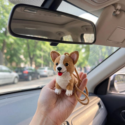 Custom Pet Crochet Car Hanging, Personalized Dog Rearview Mirror Charm