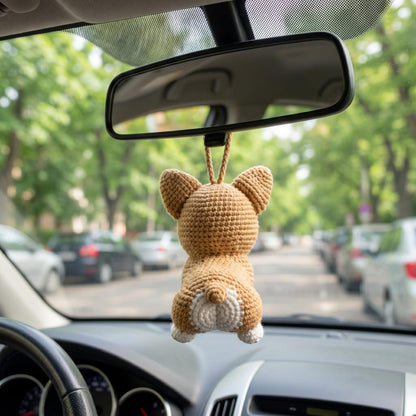 Custom Pet Crochet Car Hanging, Personalized Dog Rearview Mirror Charm