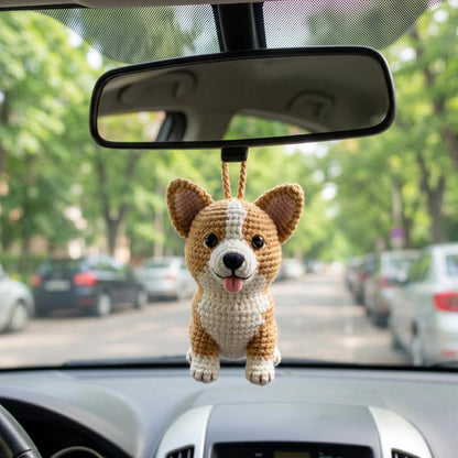 Custom Pet Crochet Car Hanging, Personalized Dog Rearview Mirror Charm