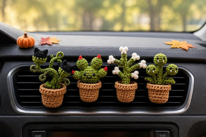 Halloween Crochet Car Vent Clip, Spooky Plant Car Decor, Handmade Car Accessories, Unique Halloween Car Charm Gift