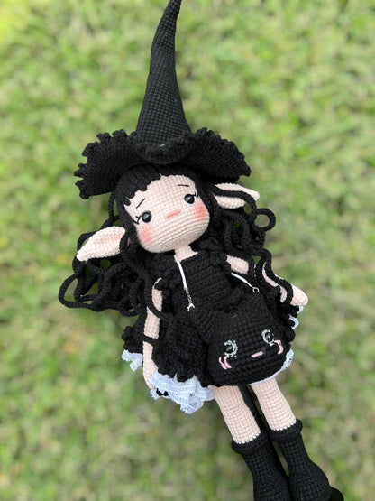 Crochet Angel Girl & Black Witch - Handmade Amigurumi Decor