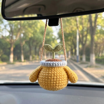 Crochet Animal Plant Car Hanging, Handmade Rearview Mirror Charm