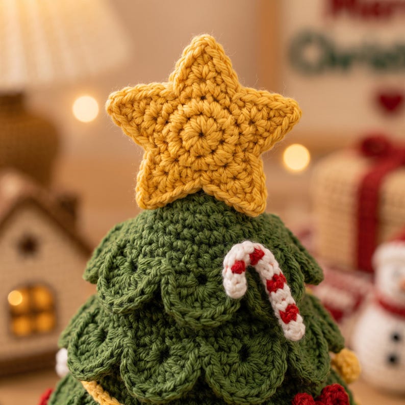 Crochet Christmas Tree Decor, Handmade Amigurumi Xmas Tree, Holiday Table Decoration, Christmas Shelf Decor, Festive Gift