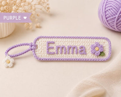 Personalized Crochet Name Tag, Custom Crochet Keychain, Handmade Bag Tag, Backpack Name Tag, Teacher Gift, Kids Luggage Tag