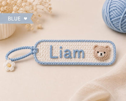 Personalized Crochet Name Tag, Custom Crochet Keychain, Handmade Bag Tag, Backpack Name Tag, Teacher Gift, Kids Luggage Tag