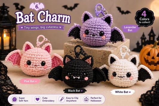 Crochet Bat Keychain, Halloween Bat Plush Charm, Cute Amigurumi Bat Keyring, Backpack Charm, Kawaii Halloween Gift, Stocking Stuffer