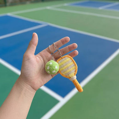 Crochet Pickleball Keychain | Paddle & Ball Amigurumi Bag Charm, Pickleball Bag Tag, Gift for Pickleball lover