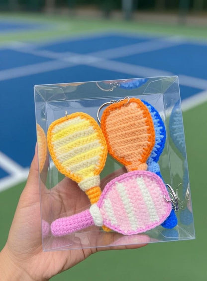Crochet Pickleball Keychain | Paddle & Ball Amigurumi Bag Charm, Pickleball Bag Tag, Gift for Pickleball lover