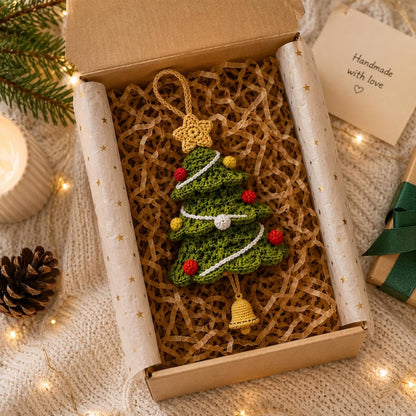 Crochet Christmas Tree Car Mirror Hanging Accessories, Amigurumi Car Decor, Rearview Mirror Charm, Holiday Auto Ornament Gift