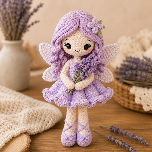 Crochet Fairy Doll, Handmade Amigurumi Angel, Ballerina and Flower Fairy, Fantasy Room Decor, Unique Crochet Gift