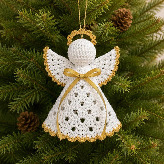 Crochet Angel Ornament, Handmade Angel Car Charm, Christmas Tree Angel Decoration, Guardian Angel Gift, Crochet Hanging Ornament
