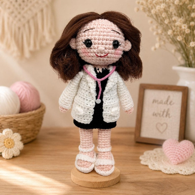 Personalized Nurse Gift, Custom Crochet Doll from Photo, Look Alike Amigurumi Figure, Healthcare Hero Doctor Gift, Nurse Appreciation