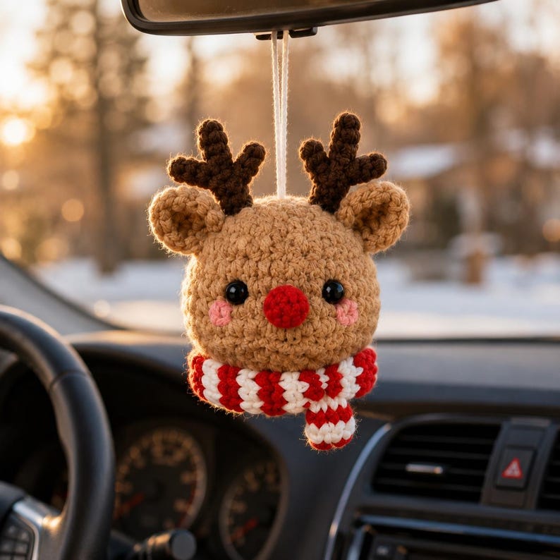Crochet Christmas Ornaments Set, Amigurumi Winter Appliques, Cute Snowman Reindeer Elf Gingerbread Polar Bear Penguin, Stocking Stuffer