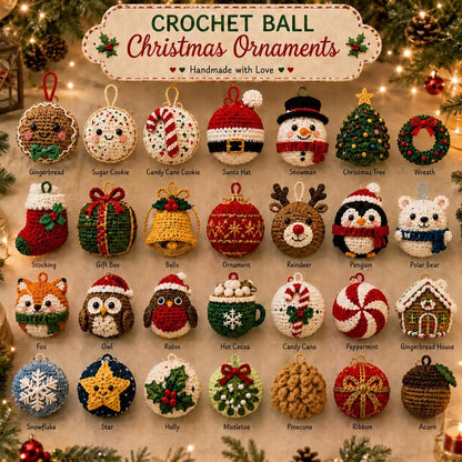 Handmade Crochet Christmas Ornaments, Amigurumi Tree Decor, Custom Holiday Baubles, Cute Snowman Reindeer Santa Stocking Stuffer Gift