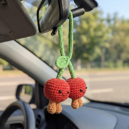 Handmade Crochet Butterfly Car Mirror Charm with Lily of the Valley Flowers