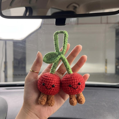 Handmade Crochet Butterfly Car Mirror Charm with Lily of the Valley Flowers